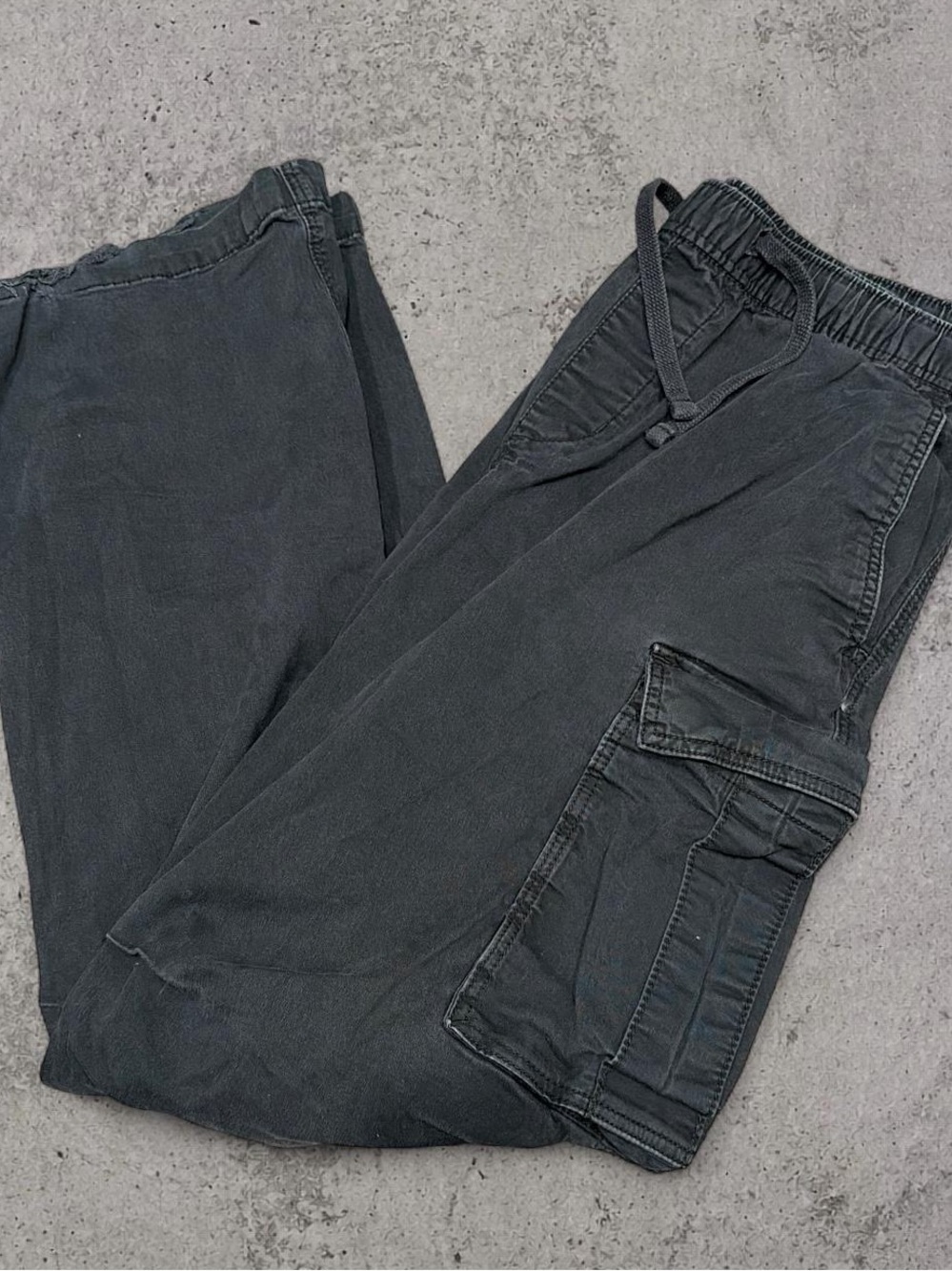 H&M Dark Gray Cargo Jogger Pants with Drawstring Waist